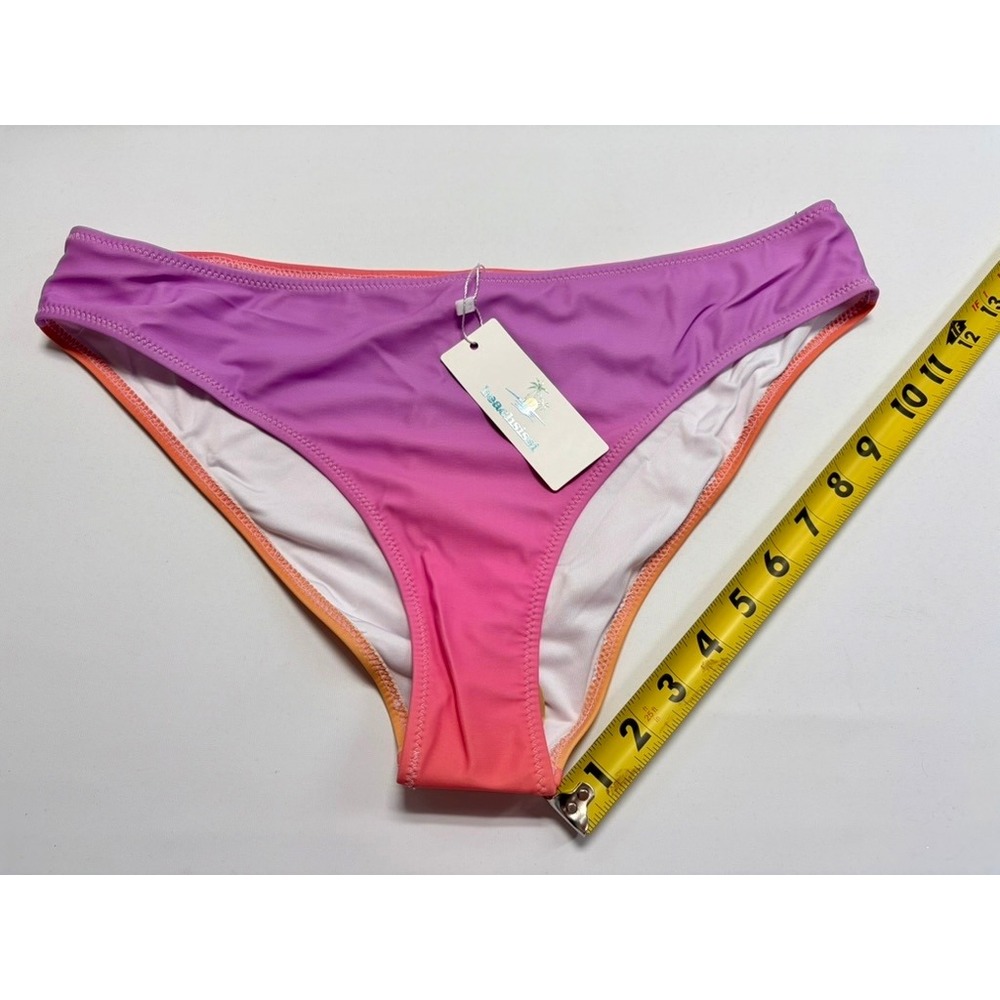 Beachsissi‎ Colorblock Bikini Bottom XL Pink Orange High Cut NWT